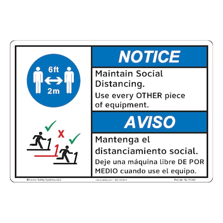 ANSI/ISO Comp. Notice/Maintain Social Distancing Safety Sign Indoor/Outdoor Flex. Polyester 10x7